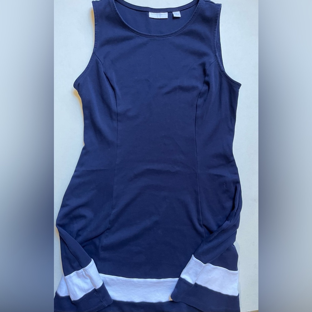 New York & Company Navy Dress with White Hem